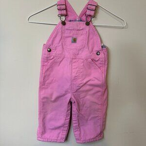 Carhartt Flannel Lined Pink Bib Overalls Baby Girl 12 Months